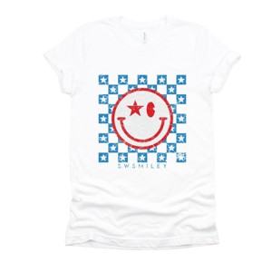 Simply Sage Market S.W.Smiley Checkered Patriotic Short Sleeve Tee - 1 of 4