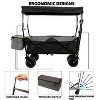 CAVINAS Collapsible Foldable Extended Wagon Cart with Canopy, All-Terrain Shopping Cart with Side Pocket and Brakes, Heavy-Duty Wagon - 4 of 4