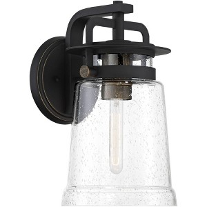 Minka Lavery Industrial Outdoor Wall Light Fixture Sand Coal Lantern 12 1/2" Seedy Glass Shade for Post Exterior Porch Yard Patio - 1 of 1