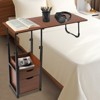 YIYIBYUS Movable Bedside Table, Height Adjustable Over Bed Desk, End Table With Wheels, Brown - 2 of 4