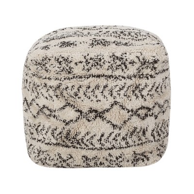 Colbert Handcrafted Boho Fabric Cube Pouf Ivory/Charcoal - Christopher Knight Home