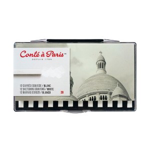 Conte Crayons in Plastic Box, 2B Tip, White, Pack of 12 - 1 of 2