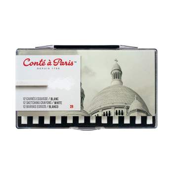 Conte Crayons in Plastic Box, 2B Tip, White, Pack of 12