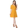 INSPIRE CHIC Women's Short Sleeve V Neck Belted A Line Dress - 3 of 4