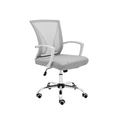 Modern Home Zuna Ergonomic Design Breathable Mesh Modern Mid Back Office Desk Chair with Lumbar Support, Steel Base, and Rolling Wheels, White & Gray