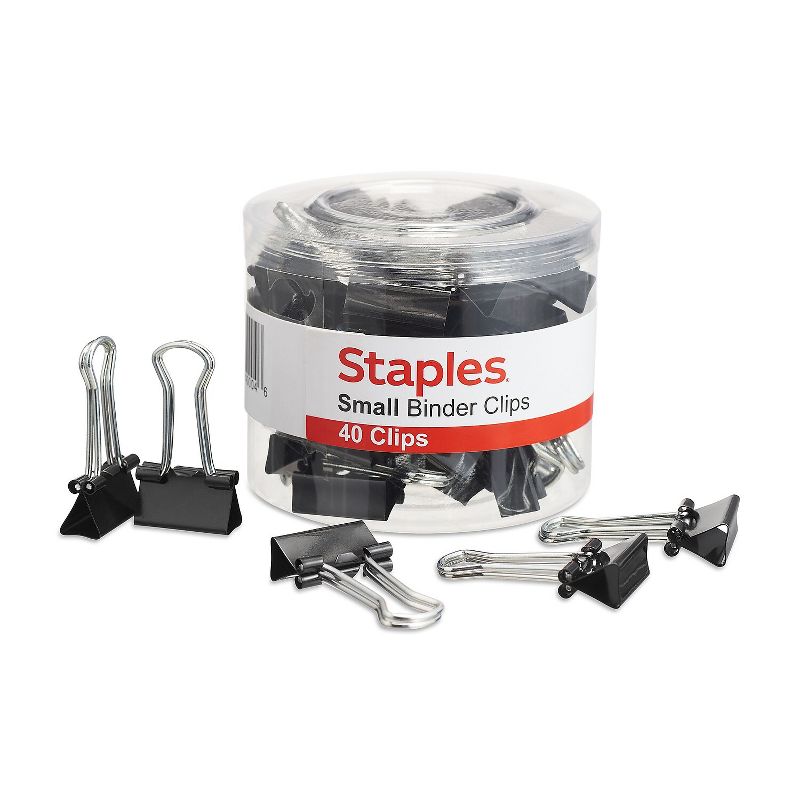Staples Small Metal Binder Clips Black 3/4" Size with 3/8" Capacity 831594, 1 of 6