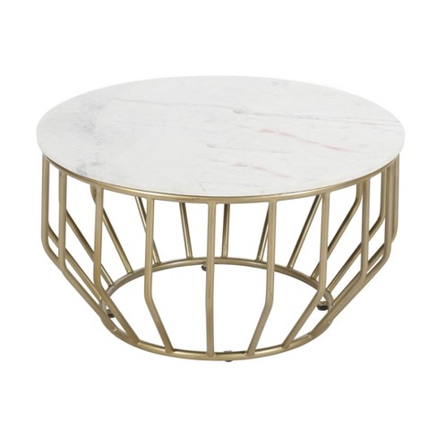 White and Gold Marble Epoxy Coffee table - The Nomad Studio