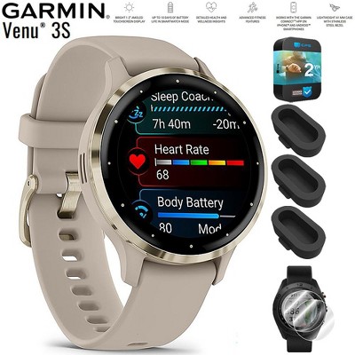 Garmin Venu 3S GPS Smartwatch Gold with Gray Case 41mm + 2 Year Warranty Bundle