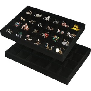 2-Piece Stackable 24-Grid Jewelry Organizer Tray Set for Multiple Jewelry Types - 1 of 4