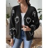Coolmee Women's Halloween Print Button Down Cardigan V Neck Drop Shoulder Knit Outerwear - 3 of 4