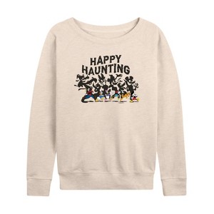 Women's - Disney - Happy Haunting Lightweight French Terry Wide Neck Long Sleeve Shirt - 1 of 4