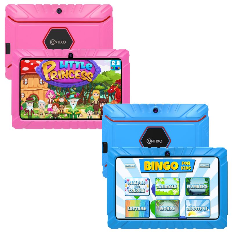Buy 2: Contixo 7 inch V8 Bundle Value Pack, 1 Blue and 1 Pink Kids Tablets, 1 of 12