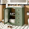Whisen 30" Bathroom Storage Cabinet Bathroom Vanity with Ceramic Sink, Soft Close Glass Door, Adjustable Shelves and Three Drawer - 2 of 4