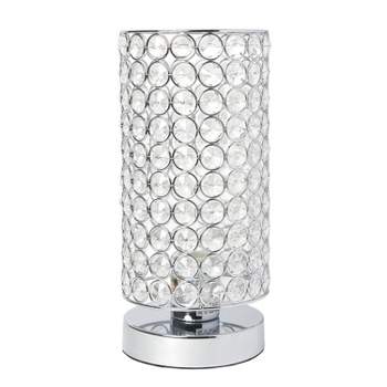 Elipse Crystal Bedside Nightstand Cylindrical Uplight Table Lamp Chrome - Elegant Designs
