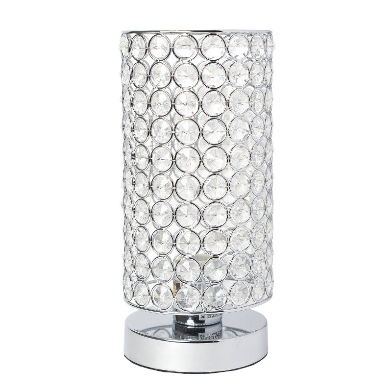 Elipse Crystal Bedside Nightstand Cylindrical Uplight Table Lamp Chrome - Elegant Designs, 1 of 10