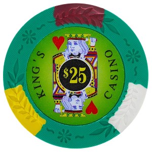 Slickblue 14-Gram Poker Chips 25-Pack, King's Casino Design, Four-Tone Color, Floral Edge Mold, $0.25-$10K - 1 of 3