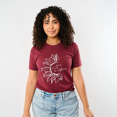 Simply Sage Market You Belong Among The Wildflowers Flower Short Sleeve Tee - 2XL - Maroon