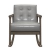 Faux Leather Button Tufted Rocking Chair with Solid Wood Frame and Foam Padding for Living Room - 3 of 4