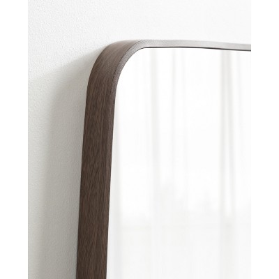 Zayda 20x28 Walnut Brown Slim Frame Mid-Century Modern Mirror