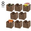 mDesign Woven Hyacinth Kitchen Storage Organizer Basket Bin, 8 Pack, Brown Wash - 2 of 4