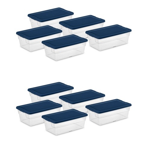 Sterilite Stackable 6 Quart Home Storage Box with Handles and Lid for Efficient, Space Saving Household Storage and Organization, (10 Pack) - image 1 of 4