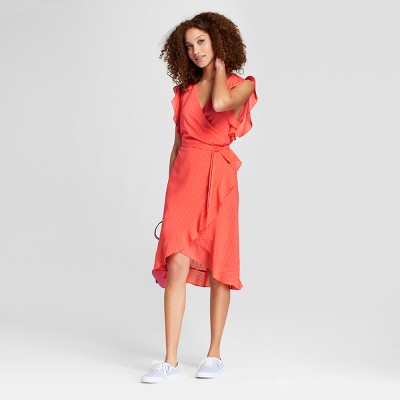 short ruffle wrap dress