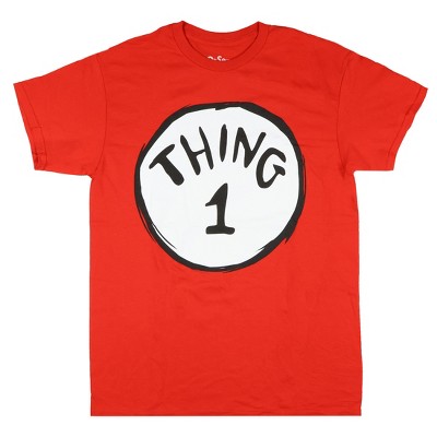Seven Times Six Dr. Seuss T-Shirt Men's The Cat In The Hat Thing 1 & Thing 2 Tee Red