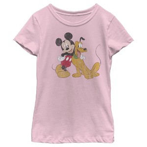 Girl's Disney Mickey and Pluto T-Shirt - 1 of 4