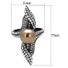 Slickblue Women's Ring Stainless Steel IP Gun Black Finish with Brown Synthetic Pearl Size 5-10 - 2 of 4
