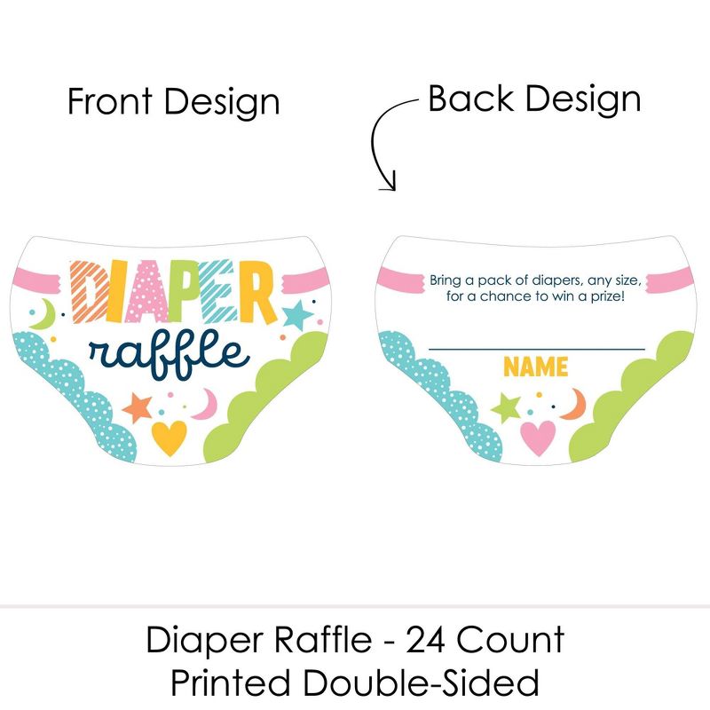 Big Dot of Happiness Colorful Baby Shower - Diaper Shaped Raffle Ticket Inserts - Gender Neutral Baby Shower Diaper Raffle Game - Set of 24, 2 of 5