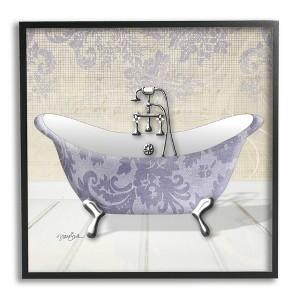 Stupell Industries Purple Damask Claw Foot Tub Bathroom, 24" x 24" - 1 of 4