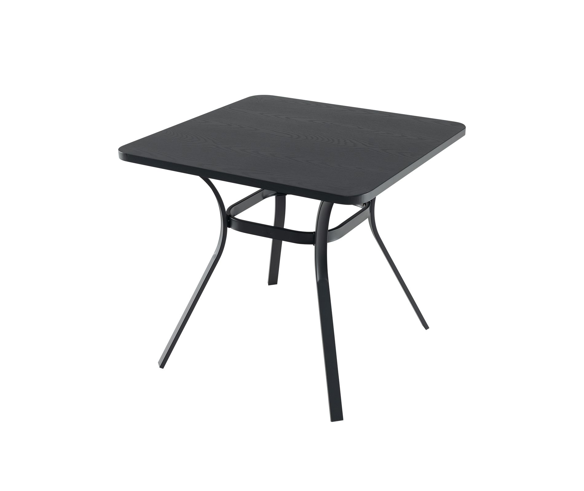 Gymax 32" Square Patio Dining Table with 4 Curved Legs Heavy-Duty Metal Frame Wood-Textured Top Rounded Corners for Safety