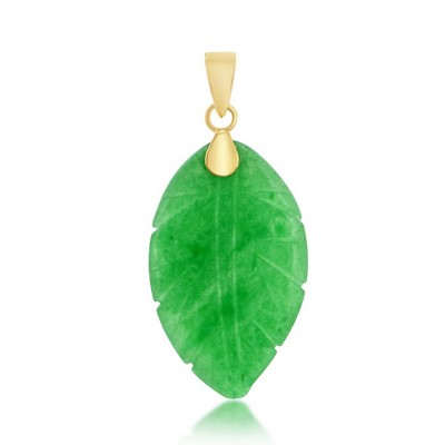 Classic Gold 14K Yellow Gold, Jade Leaf Pendant