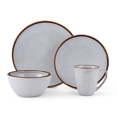Barrett White Speckled Ceramic 16-Piece Dinnerware Set, Service for 4