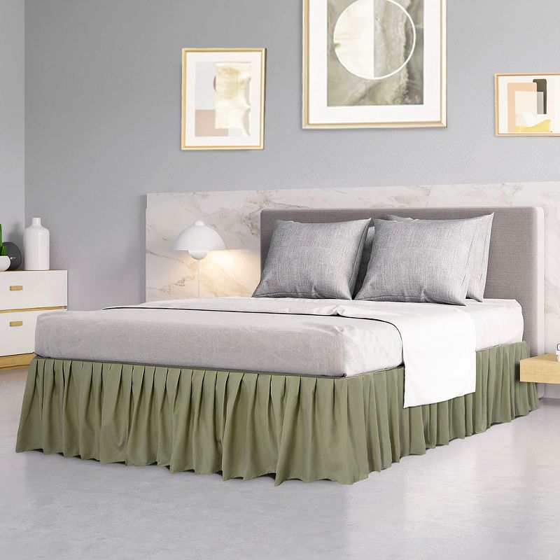 1 Piece Polyester Ruffled Durable Solid Bed Skirt with 16" Drop - PiccoCasa, 1 of 5