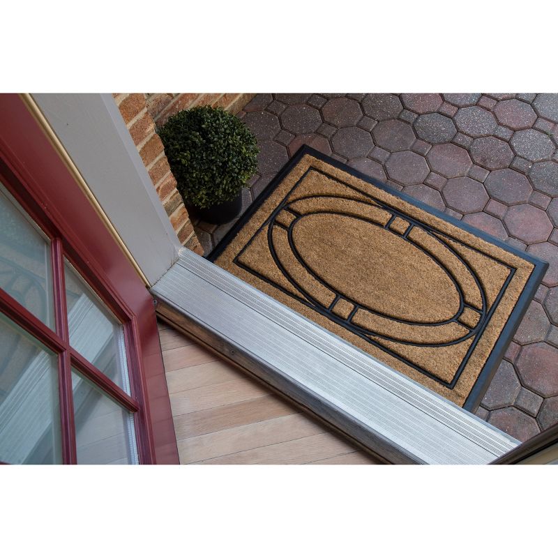 2&#39; x 3&#39; Large Ellipse Indoor/Outdoor Recycled Rubber/Coir Doormat Natural/Black - Entryways, 2 of 4