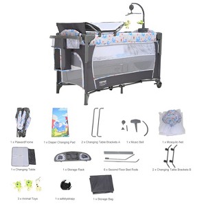 VEVOR Baby Bassinet, 77 lbs Load Capacity, Easy to Fold Portable Baby Bassinet Bedside Sleeper with Storage Basket and Wheels - 1 of 4