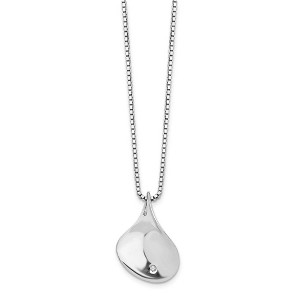 Black Bow Jewelry Diamond Twisted Tear Necklace in Rhodium Plated Silver, 18-20 Inch - 1 of 4