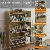 KTMBDW Shoe Storage Cabinet with 3 Rattan Flip Drawers, Freestanding Organizer with Wood Legs for Entryway, Narrow Shoe Rack Cabinet - 3 of 4