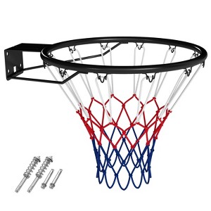 Costway 18" Basketball Rim with Double Springs & All Weather Net for Indoor & Outdoor Black/Orange - 1 of 4