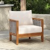 Christopher Knight Home Liliana Modern Patio Acacia Wood Woven Rope Armchair with Thick Cushions - 2 of 4