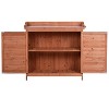 Cesicia Outdoor 39 x 19.1 x 37.4 inch Potting Bench Table,Storage Cabinet with 2-Tier Shelves and Side Hook, Orange - 4 of 4