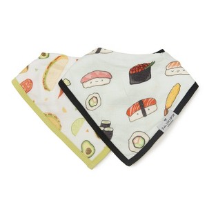 Loulou Lollipop 2pk Muslin Bandana Bib Set - Sushi/Taco - 1 of 4