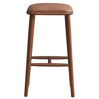 Vynxaria Brown and Light Tan Bar Stools - Mid-Century Modern Dining Chairs