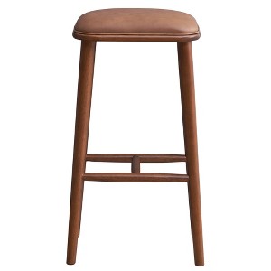 Vynxaria Brown and Light Tan Bar Stools - Mid-Century Modern Dining Chairs - 1 of 4