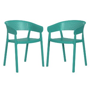 WestinTrends Playa Outdoor Modern Stackable Plastic Resin Patio Dining Armchair (Set of 2) - 1 of 4