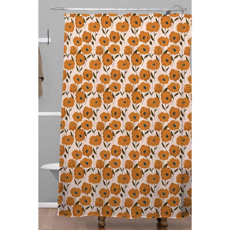 Alison Janssen Boho Poppies Shower Curtain Orange - Deny Designs, 3 of 8