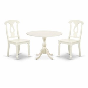 3-Piece Linen White Finish Solid Wood Top - Dining Room Set  - Seats 4 - 1 of 4