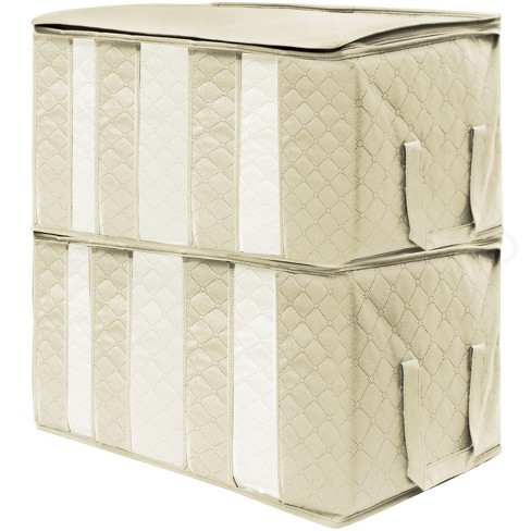 Sorbus 3 Section Foldable Storage Bag Organizers 2-Pack (Beige)