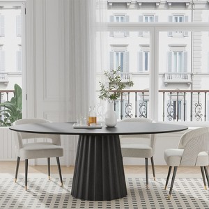 Lirago dinning table round 67"L*33.5"W*30"H- black - 1 of 4